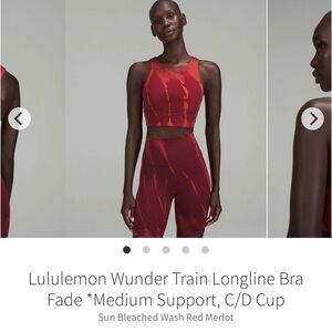 Lululemon Wunder Train Longline Bra. Size 8 Sun Bleached Wash Red Merlot. EUC